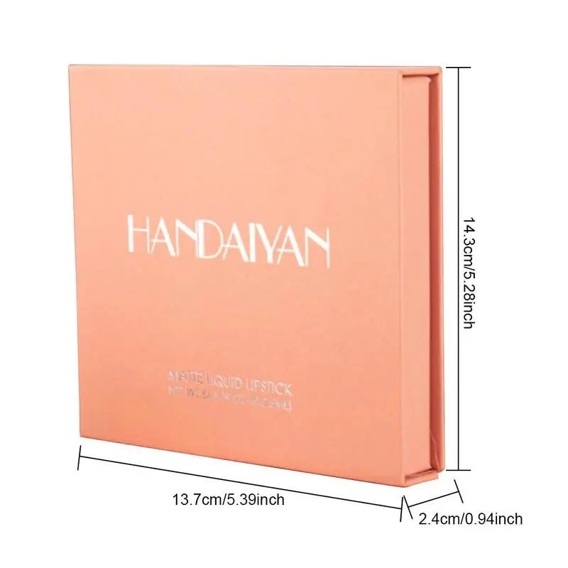 Handaiyan 6-Pcs/Set Long-Lasting Matte Pearl Lip Stain Lipstick Cosmetic Combo Kit - Waterproof, Moisturizing, Non-Stick Cup, Nude Makeup, All Skin Types, Ideal Teen Gifts for Daily & Special Occasions