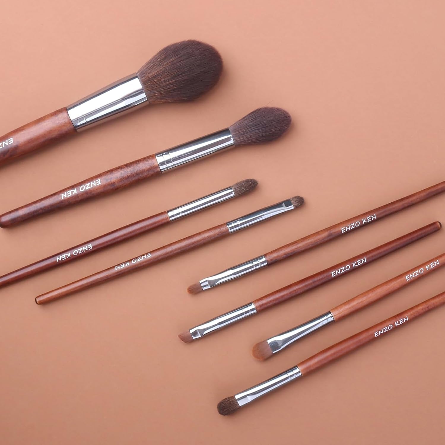 Professional Walnut Makeup Brush Set with Natural Pony Hair and Case