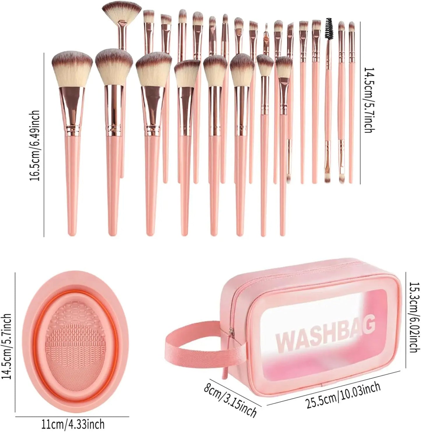 46-Piece Makeup Brush Set with Sponge – Synthetic Facial & Eye Makeup Brushes, Includes Travel Makeup Bag, Perfect for Foundation, Concealer, Powder, Blush & Eyeshadow, Soft Non-Shedding Bristles, Ideal for Daily Use & Gifting