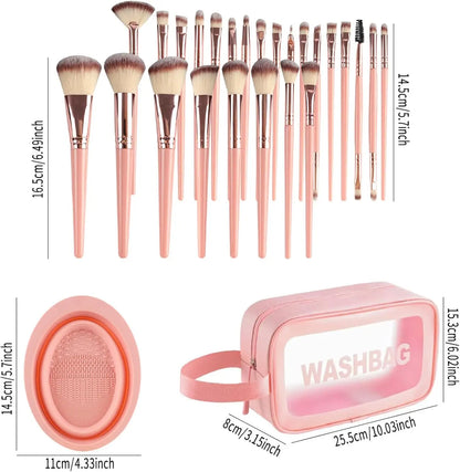46-Piece Makeup Brush Set with Sponge – Synthetic Facial & Eye Makeup Brushes, Includes Travel Makeup Bag, Perfect for Foundation, Concealer, Powder, Blush & Eyeshadow, Soft Non-Shedding Bristles, Ideal for Daily Use & Gifting