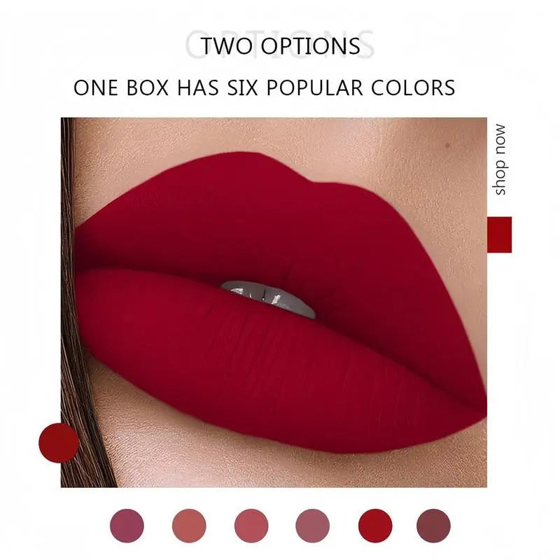 Handaiyan 6-Pcs/Set Long-Lasting Matte Pearl Lip Stain Lipstick Cosmetic Combo Kit - Waterproof, Moisturizing, Non-Stick Cup, Nude Makeup, All Skin Types, Ideal Teen Gifts for Daily & Special Occasions