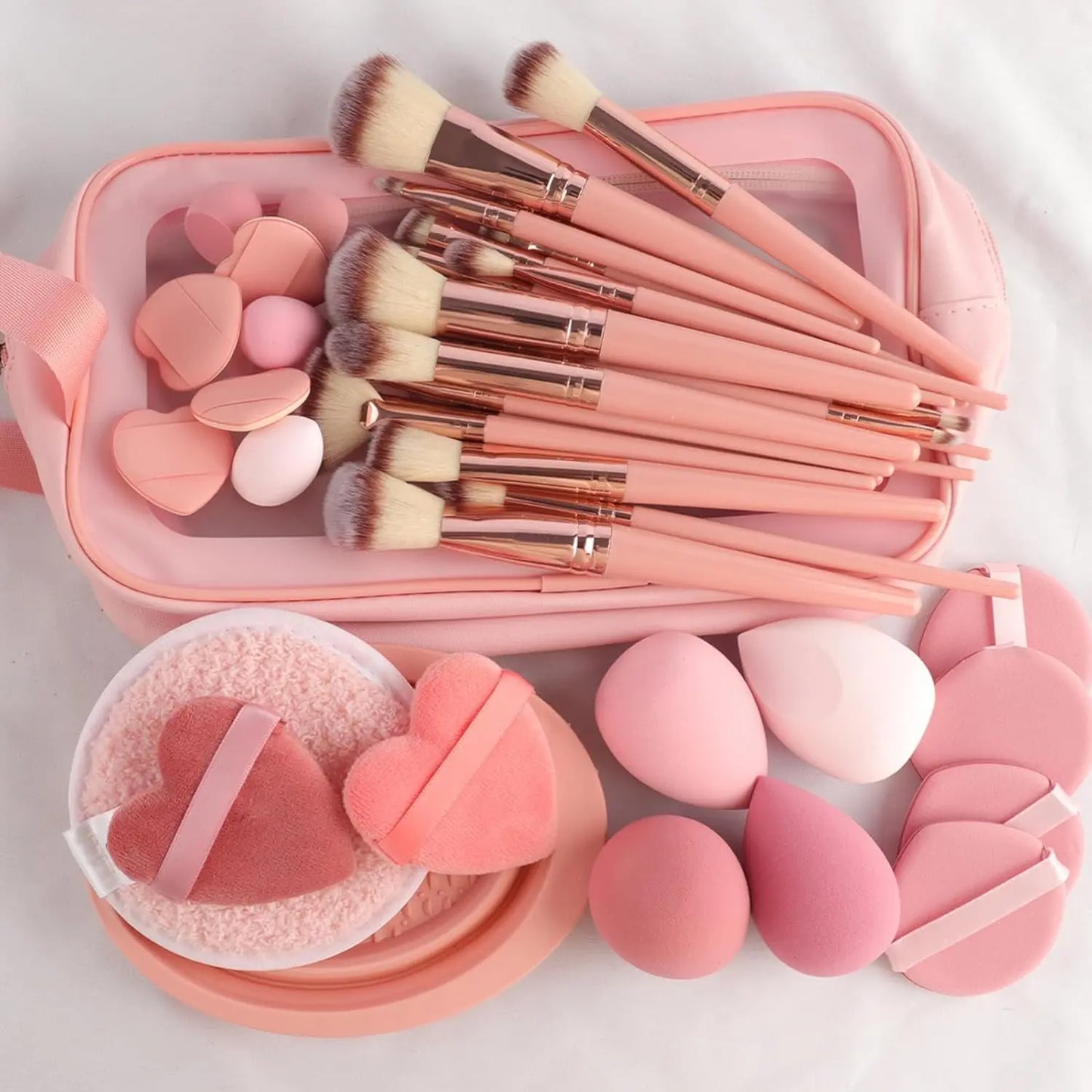 46-Piece Makeup Brush Set with Sponge – Synthetic Facial & Eye Makeup Brushes, Includes Travel Makeup Bag, Perfect for Foundation, Concealer, Powder, Blush & Eyeshadow, Soft Non-Shedding Bristles, Ideal for Daily Use & Gifting