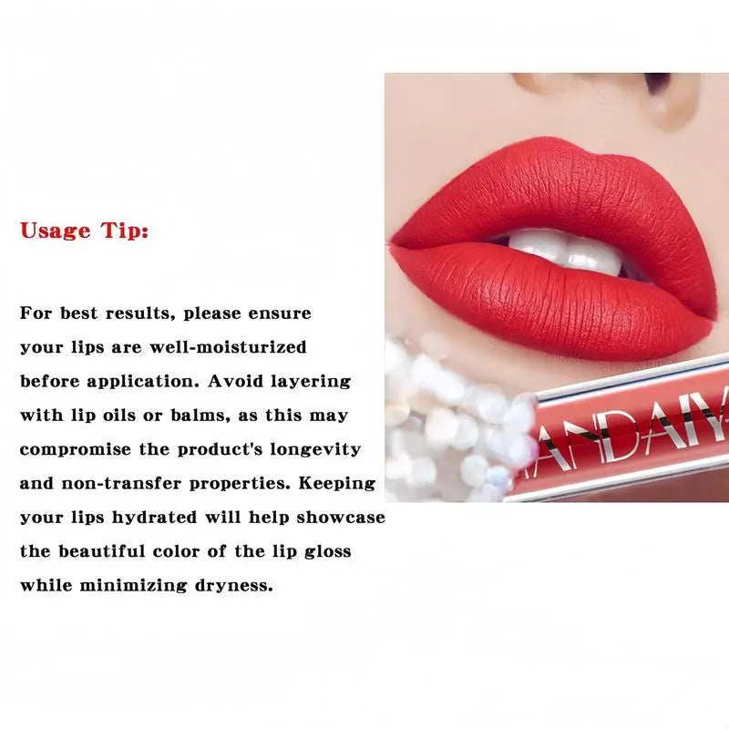 Handaiyan 6-Pcs/Set Long-Lasting Matte Pearl Lip Stain Lipstick Cosmetic Combo Kit - Waterproof, Moisturizing, Non-Stick Cup, Nude Makeup, All Skin Types, Ideal Teen Gifts for Daily & Special Occasions