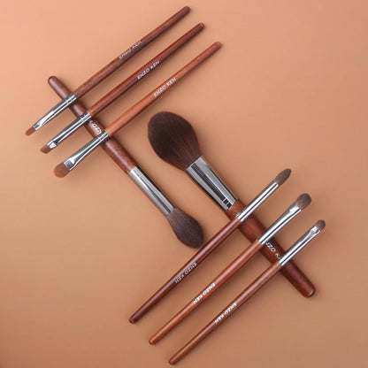 Professional Walnut Makeup Brush Set with Natural Pony Hair and Case