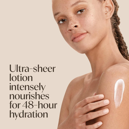 Aveeno Daily Moisturizing Sheer Hydration Fragrance-Free Body Lotion with Prebiotic Oat for Dry Skin, Lightweight and Fast-Absorbing, 48-Hour Moisture, 18 Fl Oz