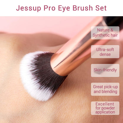 15-Piece Professional Makeup Brush Set with Wooden Handles and Natural-Synthetic Hair - Pearl Black/Rose Gold T157