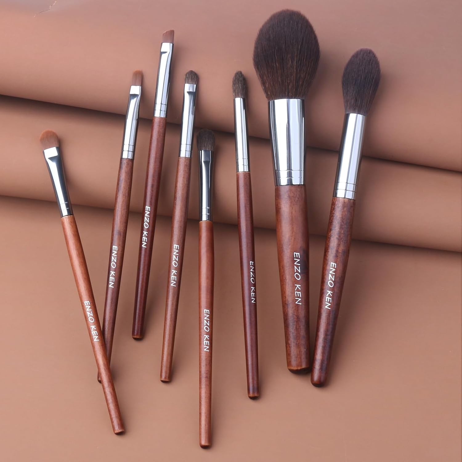 Professional Walnut Makeup Brush Set with Natural Pony Hair and Case
