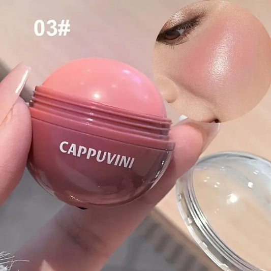 Ball Blush Cream, Korean Matte Cream Blush Stick, Ball Juice Blush, for Lips and Cheeks, Lip and Cheek Tint, Waterproof, Rich Color Return, Universal Shadow, Brightening Effect, Glow, Significantly Modifying Facial Contour Effect, Makeup