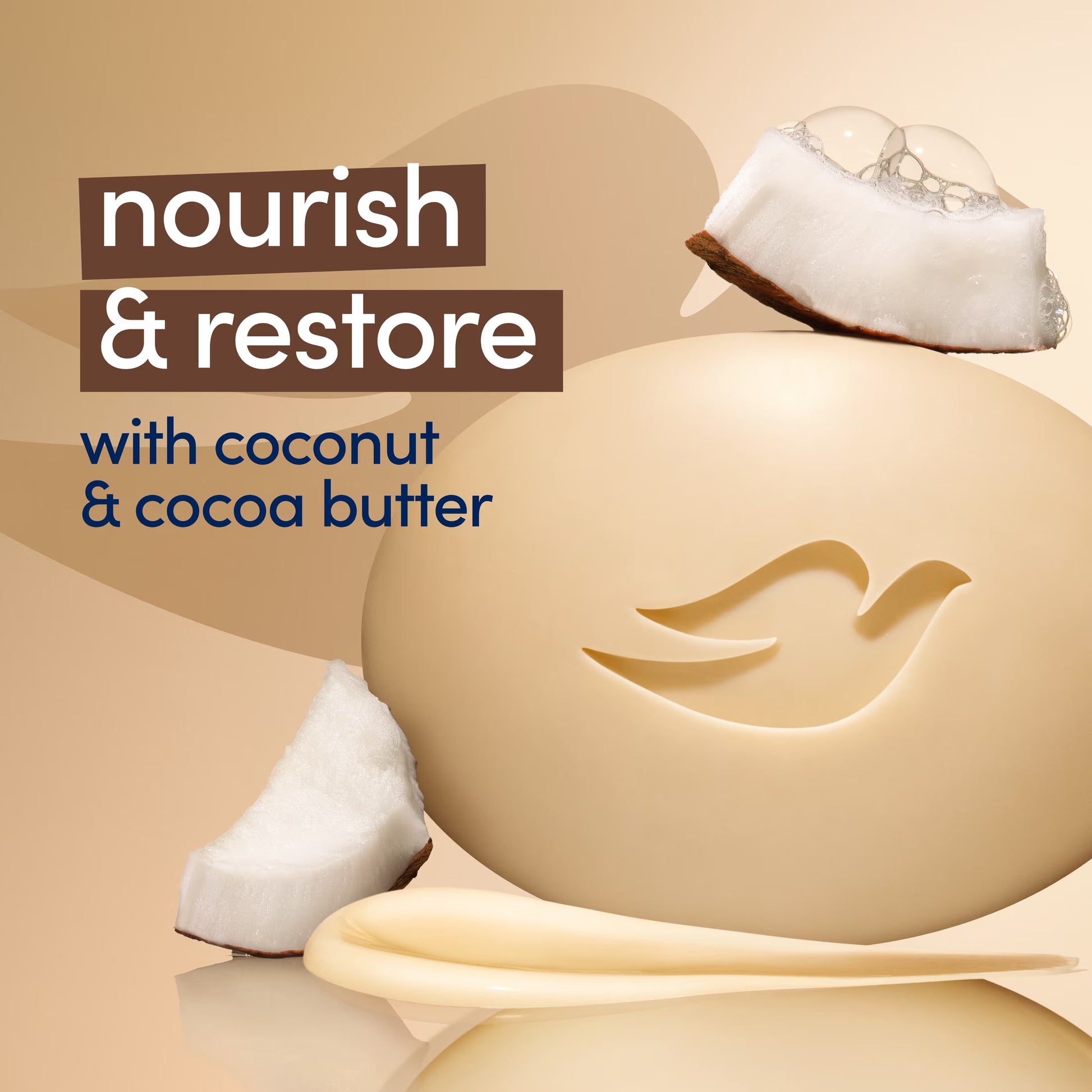 Beauty Bar Soap for Skin Restoration with Coconut and Cocoa Butter, Nourishing Formula, 3.75 Oz, Set of 8 Bars