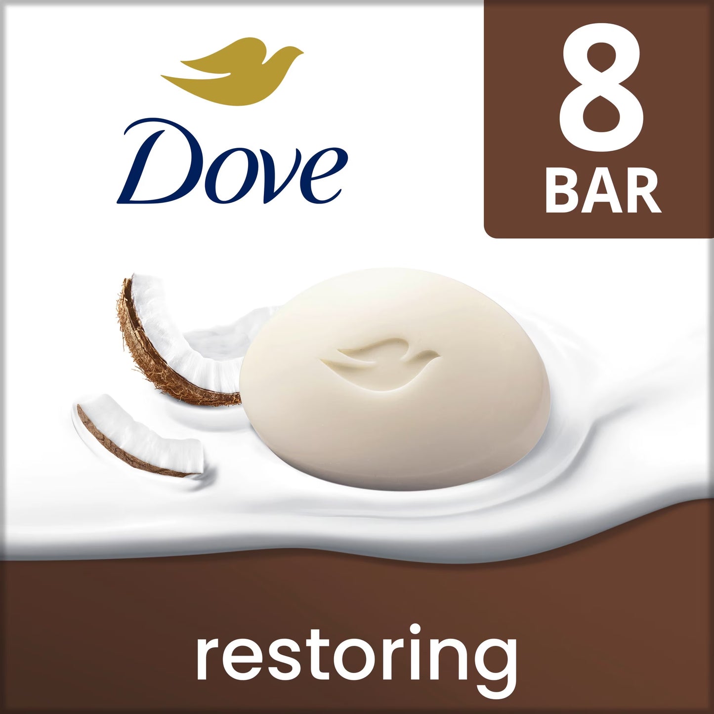 Beauty Bar Soap for Skin Restoration with Coconut and Cocoa Butter, Nourishing Formula, 3.75 Oz, Set of 8 Bars