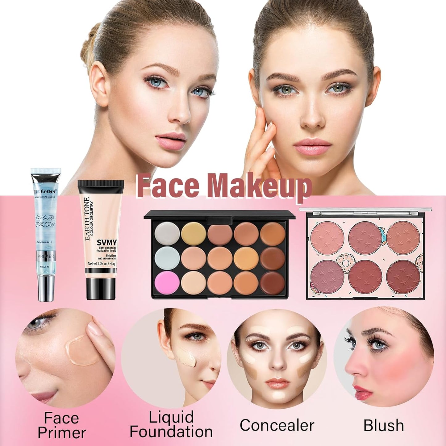 Professional Makeup Set for Women and Teens - Complete Kit with Eyeshadow Palette, Lip Gloss, and Face & Eye Makeup Essentials