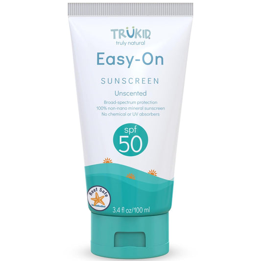 Mineral Sunscreen SPF 50 for Children and Infants - Non-Toxic Zinc Oxide Sunblock for Sensitive Skin, Unscented, Travel Size 3.4 Oz, FSA Eligible